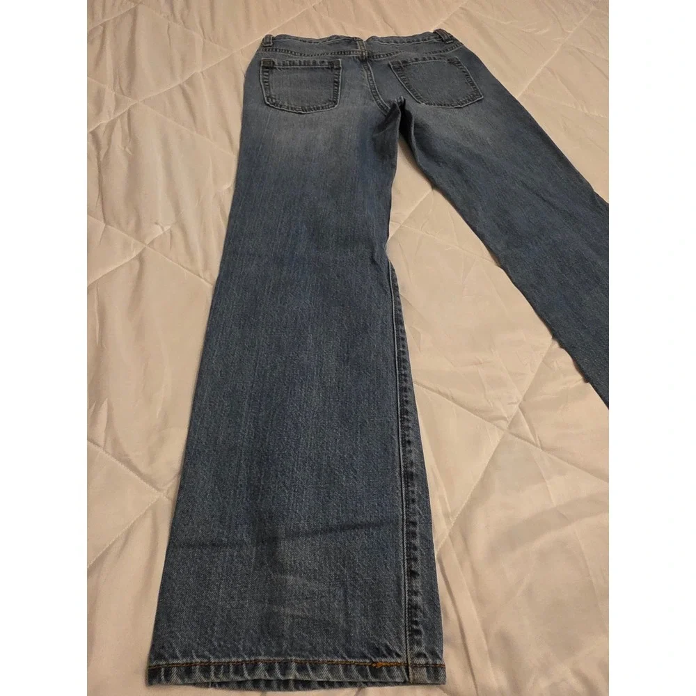 Old Navy Boys Loose Straight Leg Jeans Medium Wash Blue Sz 14 Regular Adjustable
